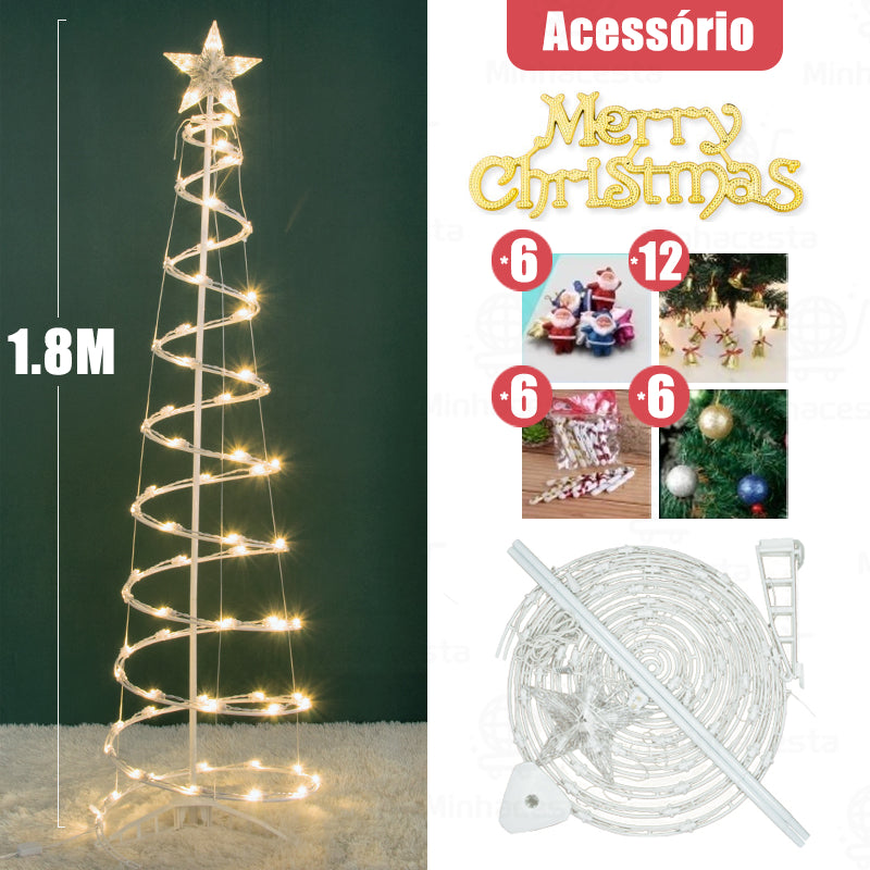 Árvore de Natal 1,80 m Iluminada com Enfeites