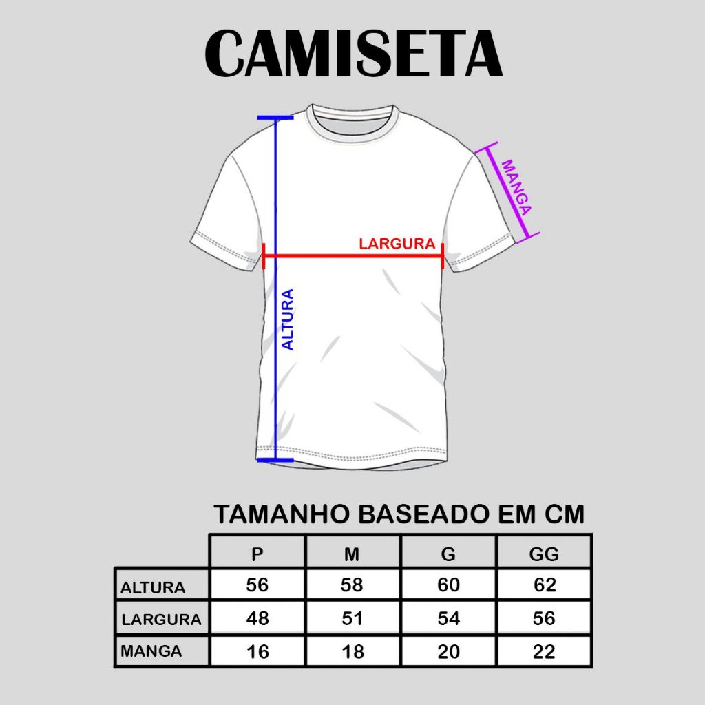 Tabela de medidas – Camiseta de Natal