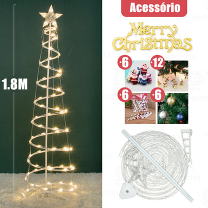 Árvore de Natal 1,80 m Iluminada com Enfeites