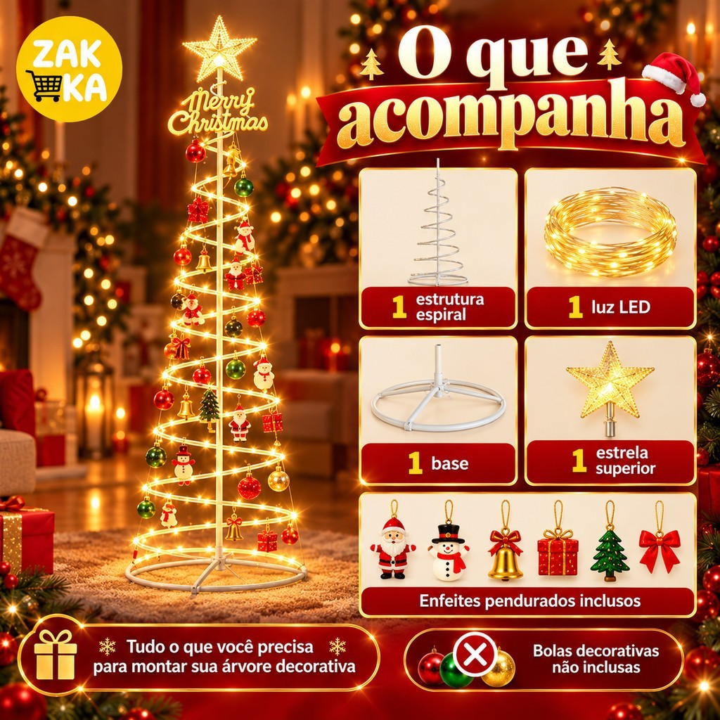 Árvore de Natal LED Espiral 1,80 m