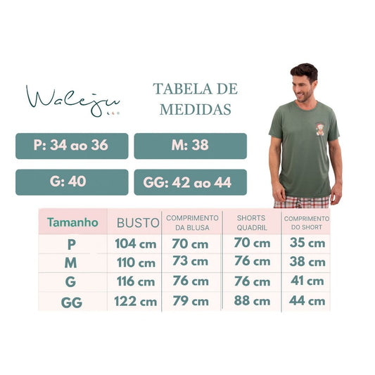 Tabela de medidas – Pijama Masculino de Natal