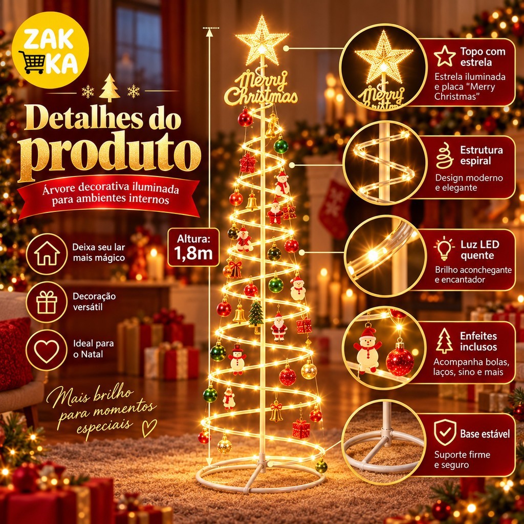 Árvore de Natal LED Espiral 1,80 m