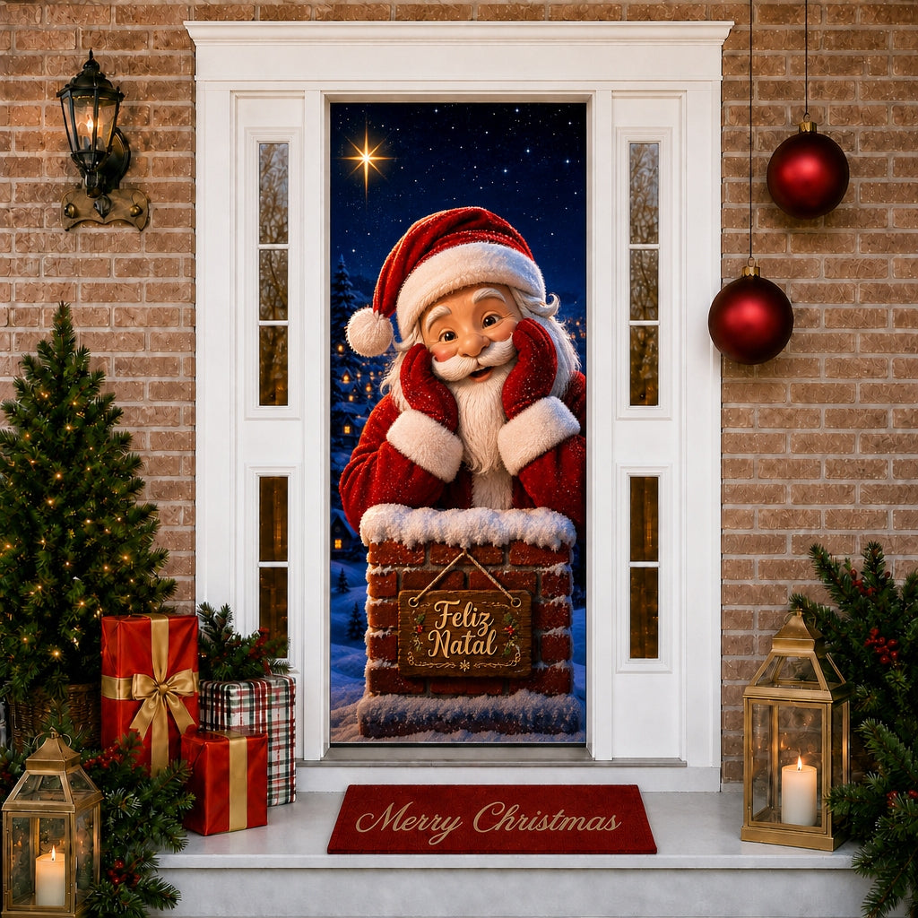 Capa de Porta Papai Noel Feliz Natal