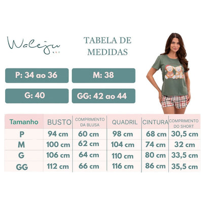 Tabela de medidas – Pijama Feminino de Natal