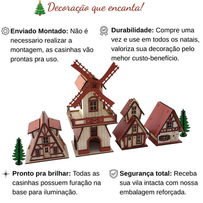 Casinha Vila Natalina em MDF