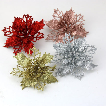 Kit 10 Flores de Natal com Glitter