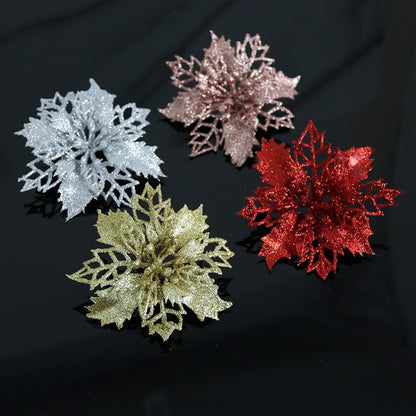 Kit 10 Flores de Natal com Glitter